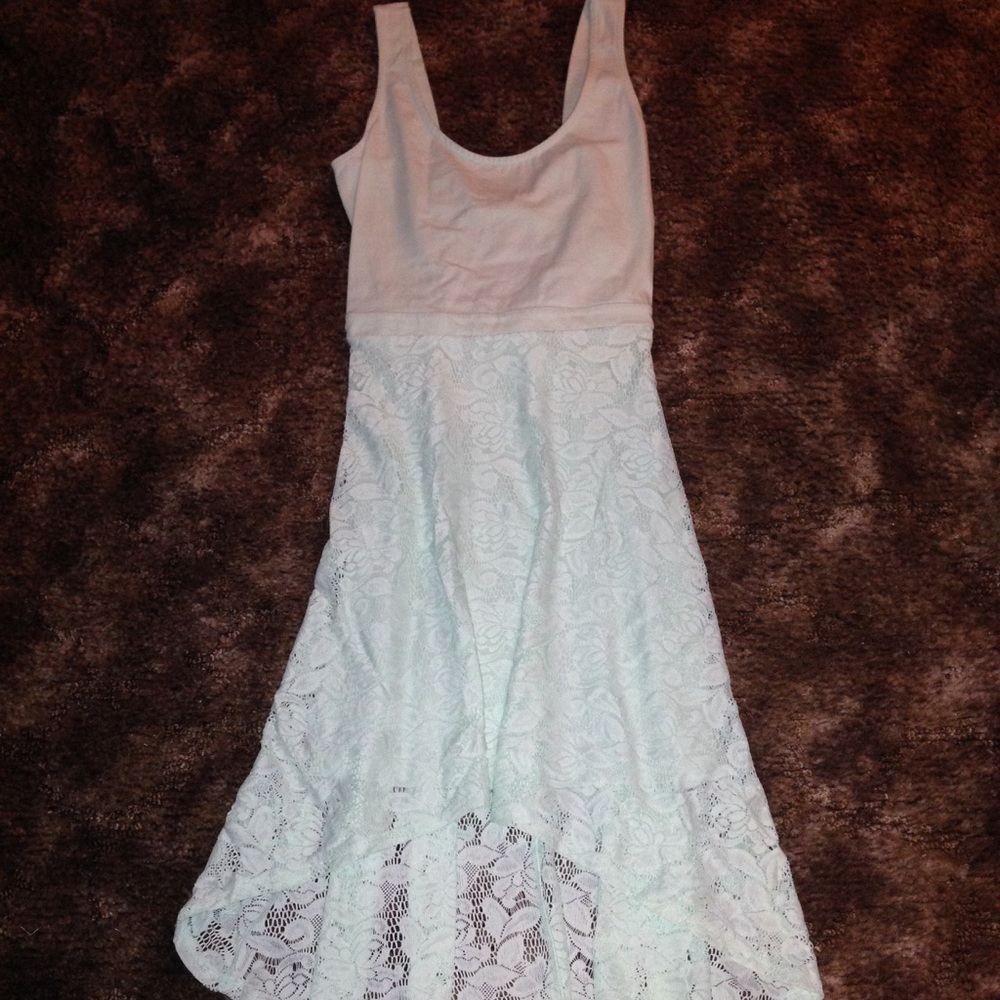 Mint green high low dress/ open back